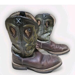 Twisted X Men's Ally Toe Lite Work Boot Sz 10.5D Waterproof Brown Blue MLCAW01